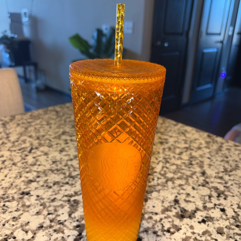 Starbucks Bright Orange Mango Jeweled Tumbler 24oz